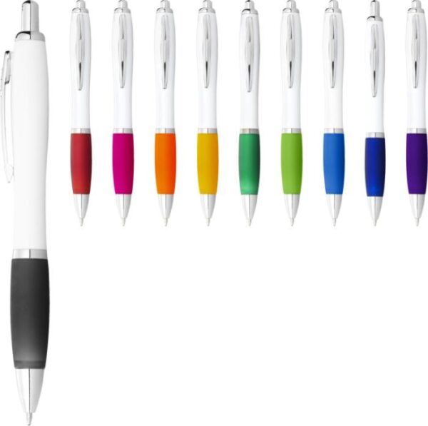 NASH BALLPOINT PEN WHITE BARREL AND COLOURED GRIP
